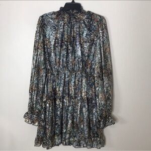Anthropologie O.P.T one pretty time smocked long sleeve ruffled mini dress XL